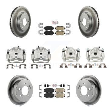 Front Rear Brake Caliper Coat Rotor Ceramic Pad Kit (10Pc) For 09-10 Hyundai Sonata 2.4L KCG-102423N