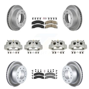 Front Rear Brake Caliper Coat Rotors Ameribrakes Pad Kit (10Pc) For GMC Chevrolet Sierra KCG-102433N