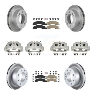 Front Rear Brake Caliper Coat Rotor Ceramic Pad Kit (10Pc) For GMC Chevrolet Sierra 2500 KCG-102434N