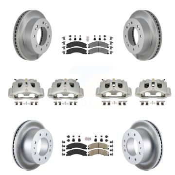 Front Rear Brake Caliper Coat Rotors Ameribrakes Pad Kit (10Pc) For GMC Chevrolet Sierra KCG-102437N