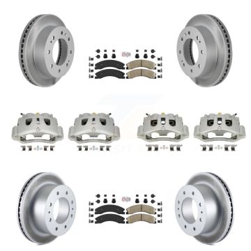 Front Rear Brake Caliper Coat Rotor Ceramic Pad Kit (10Pc) For GMC Chevrolet Sierra 2500 KCG-102440N