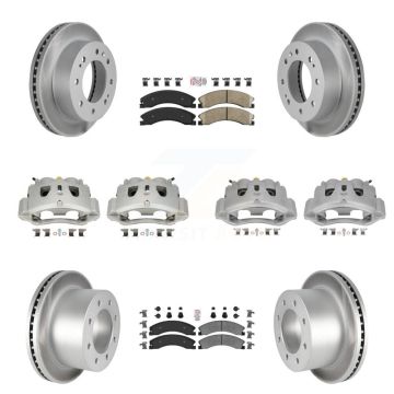Front Rear Brake Caliper Coat Rotors & Ameribrakes Pad Kit (10Pc) For GMC Sierra 3500 HD KCG-102442N