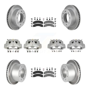 Front Rear Brake Caliper Coat Rotors Semi-Metallic Pad Kit (10Pc) For GMC Sierra 3500 HD KCG-102445N