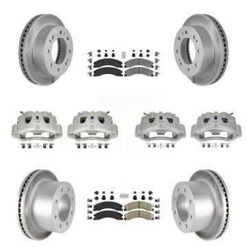 Front Rear Brake Caliper Coat Rotors & Ameribrakes Pad Kit (10Pc) For GMC Sierra 3500 HD KCG-102446N