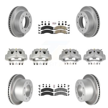 Front Rear Brake Caliper Coat Rotors & Ameribrakes Pad Kit (10Pc) For GMC Sierra 3500 HD KCG-102448N