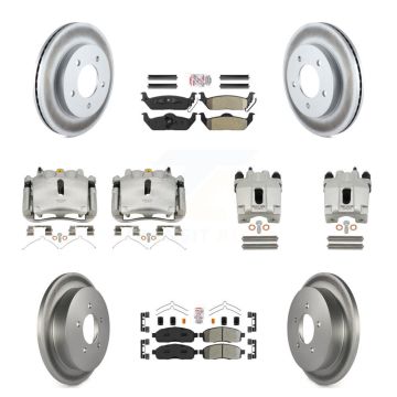 Front Rear Brake Caliper Coat Rotor Semi-Metallic Pad Kit (10Pc) For 2004 Ford F-150 4WD KCG-102450N