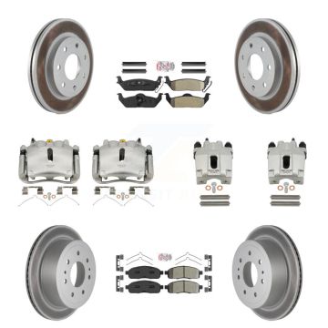 Front Rear Brake Caliper Coat Rotors Semi-Metallic Pad Kit (10Pc) For Ford F-150 Lincoln KCG-102455N