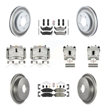 Front Rear Brake Caliper Coat Rotor Semi-Metallic Pad Kit (10Pc) For 2004 Ford F-150 4WD KCG-102456N