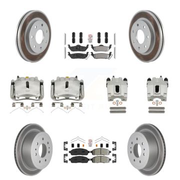 Front Rear Brake Caliper Coat Rotors Semi-Metallic Pad Kit (10Pc) For Ford F-150 Lincoln KCG-102458N
