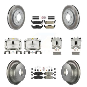 Front Rear Disc Brake Caliper Coat Rotor And Semi-Metallic Pad Kit (10Pc) For Ford F-150 KCG-102462N