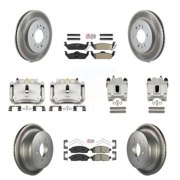 Front Rear Disc Brake Caliper Coat Rotor And Semi-Metallic Pad Kit (10Pc) For Ford F-150 KCG-102463N