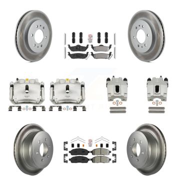 Front Rear Disc Brake Caliper Coat Rotor And Semi-Metallic Pad Kit (10Pc) For Ford F-150 KCG-102464N