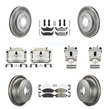 Front Rear Disc Brake Caliper Coat Rotor And Semi-Metallic Pad Kit (10Pc) For Ford F-150 KCG-102465N