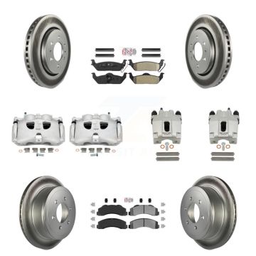 Front Rear Disc Brake Caliper Coat Rotor And Semi-Metallic Pad Kit (10Pc) For Ford F-150 KCG-102466N