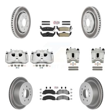 Front Rear Disc Brake Caliper Coat Rotor And Semi-Metallic Pad Kit (10Pc) For Ford F-150 KCG-102467N