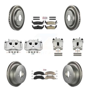 Front Rear Disc Brake Caliper Coated Rotor And Ameribrakes Pad Kit (10Pc) For Ford F-150 KCG-102468N