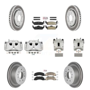 Front Rear Disc Brake Caliper Coated Rotor And Ameribrakes Pad Kit (10Pc) For Ford F-150 KCG-102469N