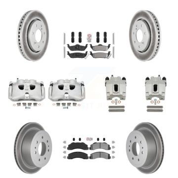 Front Rear Disc Brake Caliper Coat Rotor And Semi-Metallic Pad Kit (10Pc) For Ford F-150 KCG-102473N