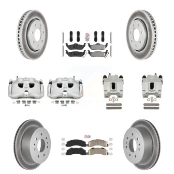 Front Rear Disc Brake Caliper Coated Rotor And Ameribrakes Pad Kit (10Pc) For Ford F-150 KCG-102475N