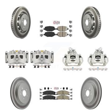 Front Rear Disc Brake Caliper Coat Rotor And Ceramic Pad Kit (10Pc) For 2016 Lincoln MKS KCG-102480N
