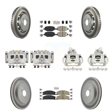 Front Rear Disc Brake Caliper Coat Rotor And Ceramic Pad Kit (10Pc) For 2016 Lincoln MKS KCG-102482N