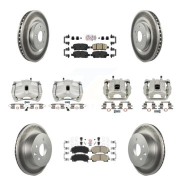 Front Rear Brake Caliper Coat Rotor Ceramic Pad Kit (10Pc) For 2014-2015 Nissan Rogue SL KCG-102494N