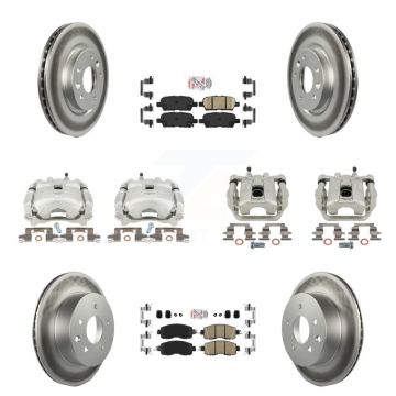 Front Rear Disc Brake Caliper Coated Rotors And Ceramic Pads Kit (10Pc) For Nissan LEAF KCG-102497N