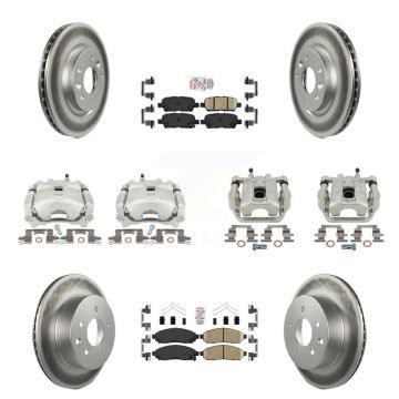 Front Rear Disc Brake Caliper Coated Rotors And Ceramic Pads Kit (10Pc) For Nissan LEAF KCG-102499N