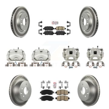 Front Rear Disc Brake Caliper Coated Rotors And Ceramic Pads Kit (10Pc) For Nissan LEAF KCG-102500N