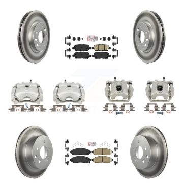 Front Rear Disc Brake Caliper Coated Rotors And Ceramic Pads Kit (10Pc) For Nissan LEAF KCG-102502N
