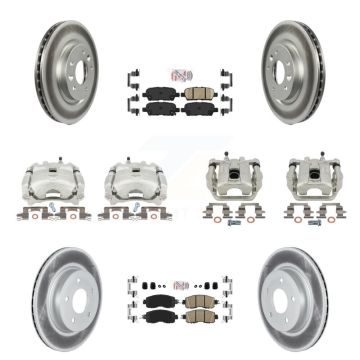 Front Rear Disc Brake Caliper Coated Rotors And Ceramic Pads Kit (10Pc) For Nissan LEAF KCG-102505N