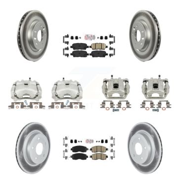 Front Rear Disc Brake Caliper Coated Rotors And Ceramic Pads Kit (10Pc) For Nissan LEAF KCG-102507N