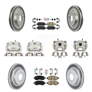 Front Rear Disc Brake Caliper Coated Rotors And Ceramic Pads Kit (10Pc) For Nissan LEAF KCG-102508N
