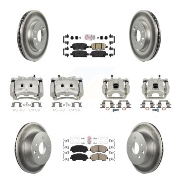 Front Rear Disc Brake Caliper Coated Rotors And Ceramic Pads Kit (10Pc) For Nissan Rogue KCG-102511N