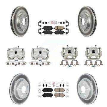 Front Rear Brake Caliper Coat Rotors Ceramic Pad Kit (10Pc) For 19 Nissan Rogue Sport SL KCG-102518N