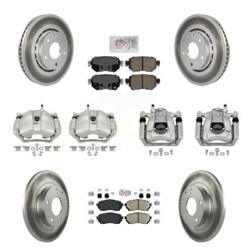 Front Rear Disc Brake Caliper Coated Rotors And Ceramic Pads Kit (10Pc) For Mazda 6 KCG-102522N