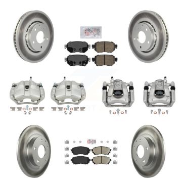 Front Rear Disc Brake Caliper Coated Rotors And Ceramic Pads Kit (10Pc) For Mazda 6 KCG-102523N
