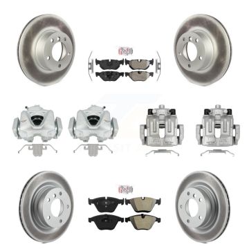 Front Rear Disc Brake Caliper Coated Rotor And Semi-Metallic Pad Kit (10Pc) For BMW 328i KCG-102524N