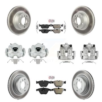 Front Rear Disc Brake Caliper Coated Rotor And Semi-Metallic Pad Kit (10Pc) For BMW 328i KCG-102530N