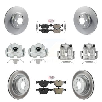 Front Rear Disc Brake Caliper Coated Rotor And Semi-Metallic Pad Kit (10Pc) For BMW 328i KCG-102537N