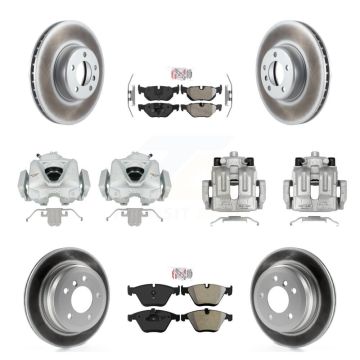 Front Rear Disc Brake Caliper Coated Rotor And Semi-Metallic Pad Kit (10Pc) For BMW 328i KCG-102539N