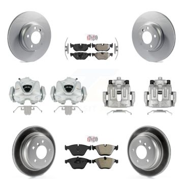 Front Rear Disc Brake Caliper Coated Rotor And Semi-Metallic Pad Kit (10Pc) For BMW 328i KCG-102540N