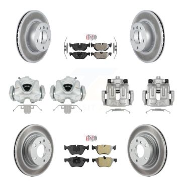 Front Rear Disc Brake Caliper Coated Rotor And Semi-Metallic Pad Kit (10Pc) For BMW 323i KCG-102541N