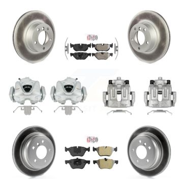 Front Rear Brake Caliper Coat Rotors Semi-Metallic Pad Kit (10Pc) For BMW 328xi To 08 07 KCG-102546N