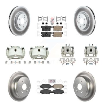 Front Rear Disc Brake Caliper Coat Rotor Ceramic Pad Kit (10Pc) For 2005-2006 Honda CR-V KCG-102549N