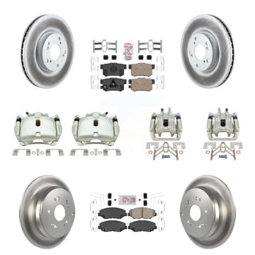 Front Rear Disc Brake Caliper Coat Rotor Ceramic Pad Kit (10Pc) For 2005-2006 Honda CR-V KCG-102550N
