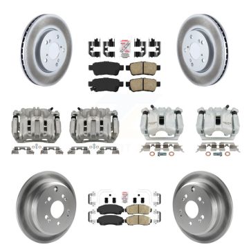 Front Rear Brake Caliper Coat Rotor & Ceramic Pad Kit (10Pc) For 2005-2010 Honda Odyssey KCG-102553N