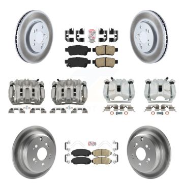 Front Rear Brake Caliper Coat Rotor & Ceramic Pad Kit (10Pc) For 2005-2010 Honda Odyssey KCG-102554N