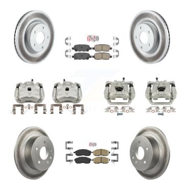 Front Rear Brake Caliper Coat Rotor & Ceramic Pad Kit (10Pc) For 2007-2009 Nissan Altima KCG-102557N