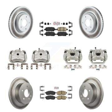 Front Rear Disc Brake Caliper Coated Rotors And Ceramic Pad Kit (10Pc) For Nissan Altima KCG-102561N